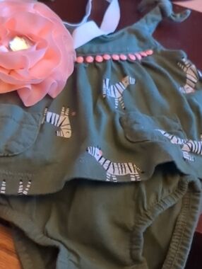 🦓Carter's Olive Zebra Print One Piece